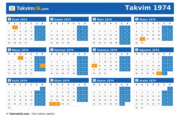 Takvim 1974