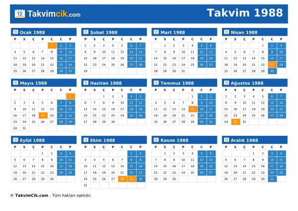 Takvim 1988