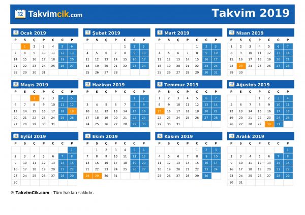 Takvim 2019